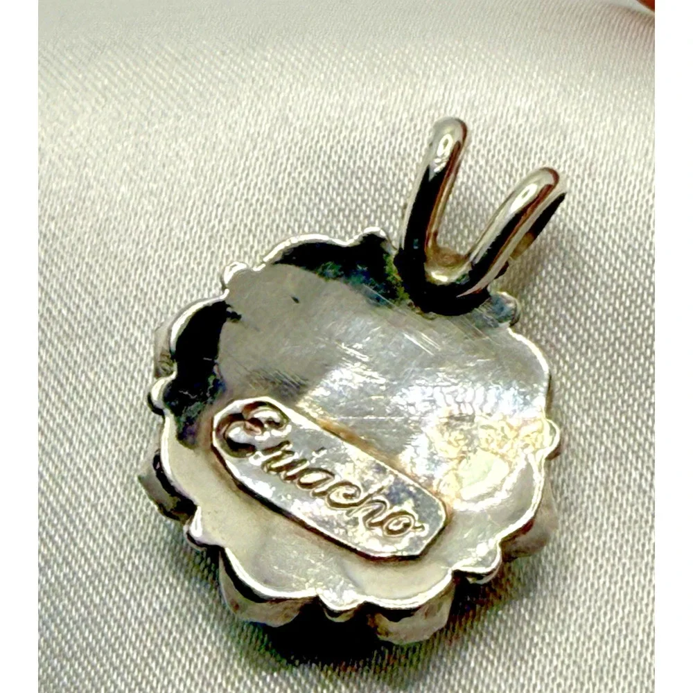 Vintage Zuni Eriacho Sterling Silver Opal Cluster Floral Pendant One of a Kind
